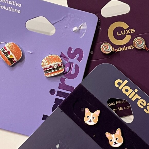 Claire’s & Luxe by Claire’s Stud Earrings – Hamburgers, Lollipops & Dogs! (k/x) - Picture 6 of 10